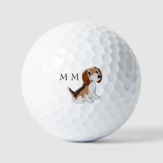 Golf Balls Mit Monogramm Beagle Dog Design Golfball (Vorderseite)