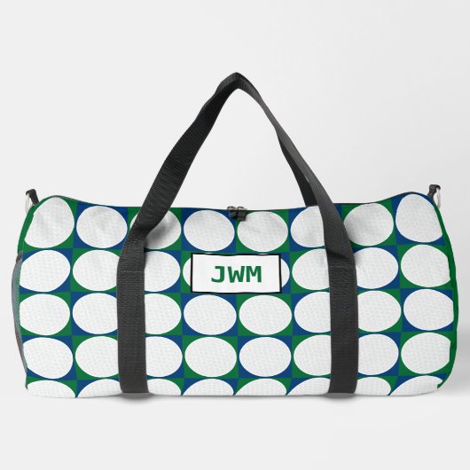Golf Balls Muster INITIALS Green Blue Preppy Fun Duffle Bag (Rückseite)