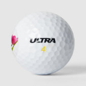 Golf Balls Rosa Grüne Blume Design Kunst Golfball (Logo)
