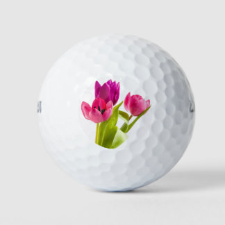 Golf Balls Rosa Grüne Blume Design Kunst Golfball