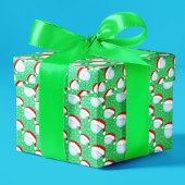 Golf Balls Santa's Hat & Snowflakes Green Geschenkpapier