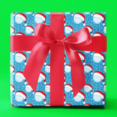 Golf Balls Santa's Hat & Snowflakes Light Blue Geschenkpapier