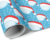 Golf Balls Santa's Hat & Snowflakes Light Blue Geschenkpapier (Rolleneckpunkt)