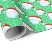 Golf Balls Santa's Hut & Snowflakes Light Green Geschenkpapier (Rolleneckpunkt)