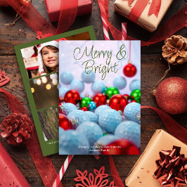 Golf Balls & Shiny Ornaments ・ Drei Fotos grün Feiertagskarte