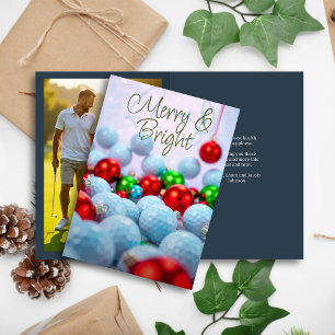 Golf Balls & Shiny Ornaments ・ Family Foto Navy Feiertagskarte