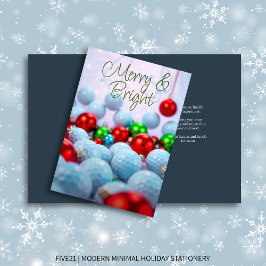 Golf Balls & Shiny Ornaments ・ Navy Blue Feiertagskarte