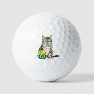 Golf Balls St Patrick's Day Tabby Cat Golfball