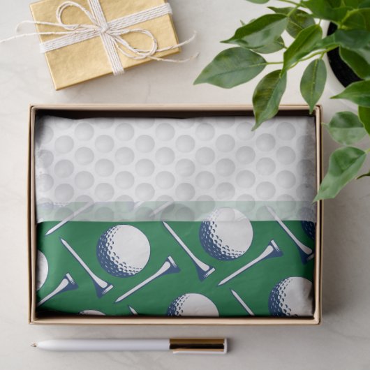 Golf Balls T-Shirts Blue Green White Dimples Seidenpapier (Geschenk)
