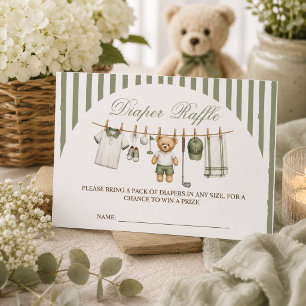 Golf-Bär-Baby-Shower-Windel-Raffle Begleitkarte