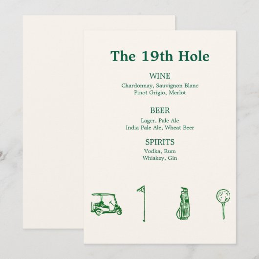 Golf Bar Einladung (Vorne/Hinten)