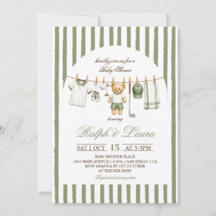 Golf Bär Wäscheleine Baby Shower Einladung