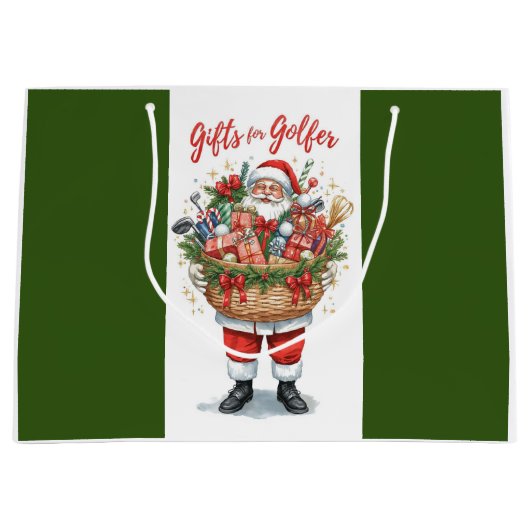Golf Basket and Santa Claus for golfer Große Geschenktüte (Vorderseite)