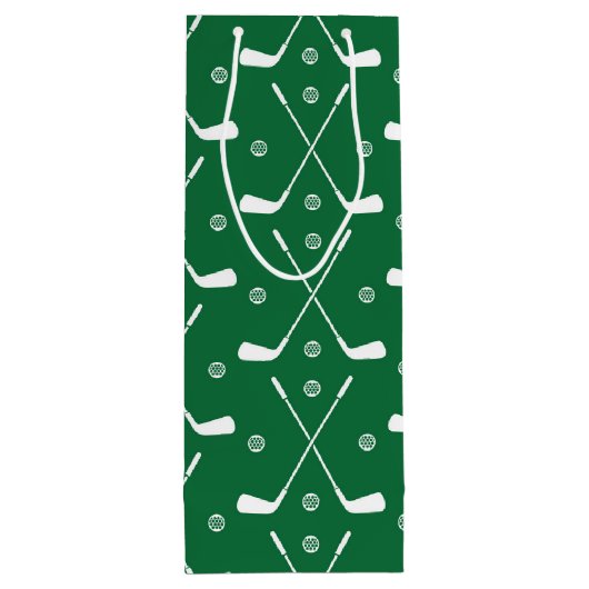Golf Bat und grüner Hintergrund Geschenktüte Für Weinflaschen (Rückseite)