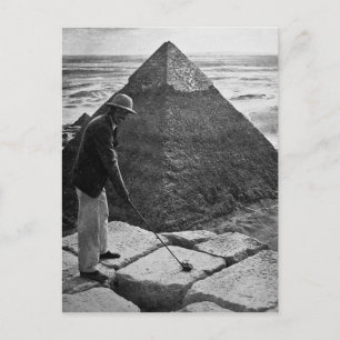 Golf bei der Pyramide Vintage Schwarzweiß Postkarte