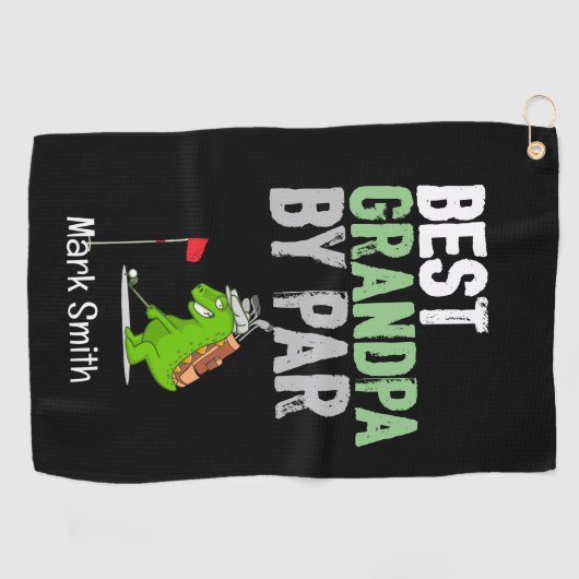 Golf Best Opa by Par mit Dinosaurier Funny Golfhandtuch (Horizontal)