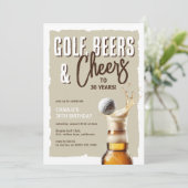 Golf, Bier & Prost zum 30. Geburtstag Einladung (Stehend Vorderseite)