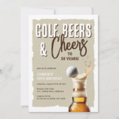 Golf, Bier & Prost zum 50. Geburtstag Einladung (Vorderseite)