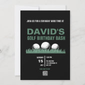 Golf Birthday Einladungen mit QR-Code (Vorderseite)