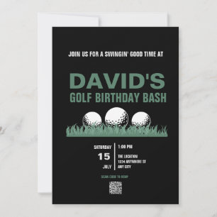 Golf Birthday Einladungen mit QR-Code