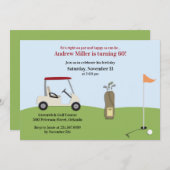 Golf Birthday Flat Einladung (Vorne/Hinten)