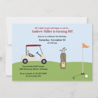 Golf Birthday Flat Einladung