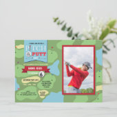 Golf Birthday Foto Putt Fun Golfspielen Einladung (Stehend Vorderseite)