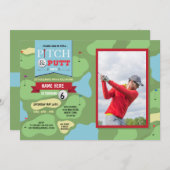 Golf Birthday Foto Putt Fun Golfspielen Einladung (Vorne/Hinten)