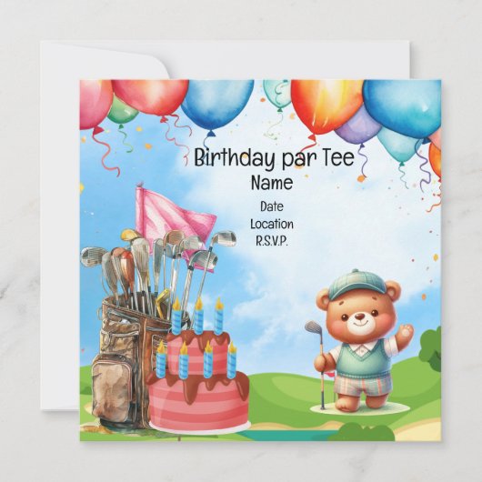 Golf Birthday für Kinder-Golf-Party Einladung (Vorderseite)