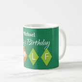 Golf Birthday Green Diamond Shapes Kaffeetasse (VorderseiteRechts)