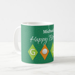Golf Birthday Green Diamond Shapes Kaffeetasse