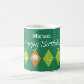 Golf Birthday Green Diamond Shapes Kaffeetasse (Mittel)