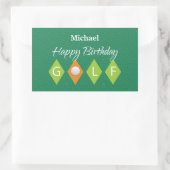 Golf Birthday Green Diamond Shapes Rechteckiger Aufkleber (Tasche)