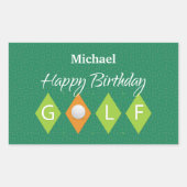 Golf Birthday Green Diamond Shapes Rechteckiger Aufkleber (Vorderseite)