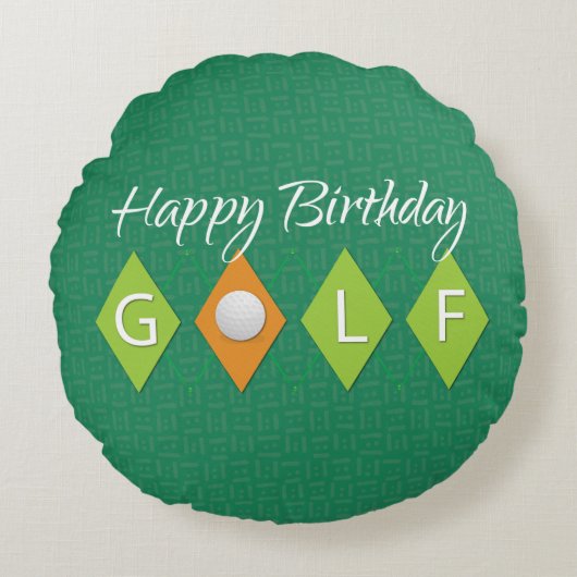 Golf Birthday Green Diamond Shapes Rundes Kissen (Vorderseite)