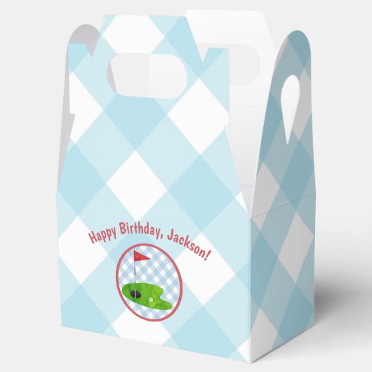 Golf Birthday Kariert Blue Gingham Country Club Geschenkschachtel (Geöffnet)