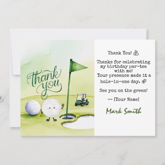 Golf Birthday Par tee Party Dankeskarte (Vorderseite)