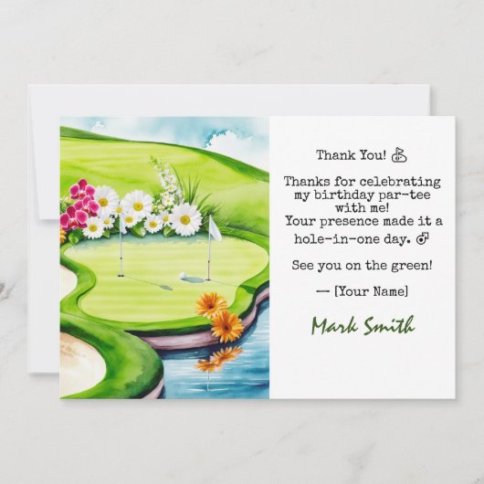 Golf Birthday Par tee Party Dankeskarte (Vorderseite)