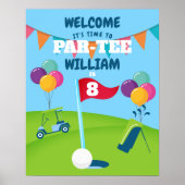 Golf Birthday Party Begrüßungszeichen Poster (Vorne)