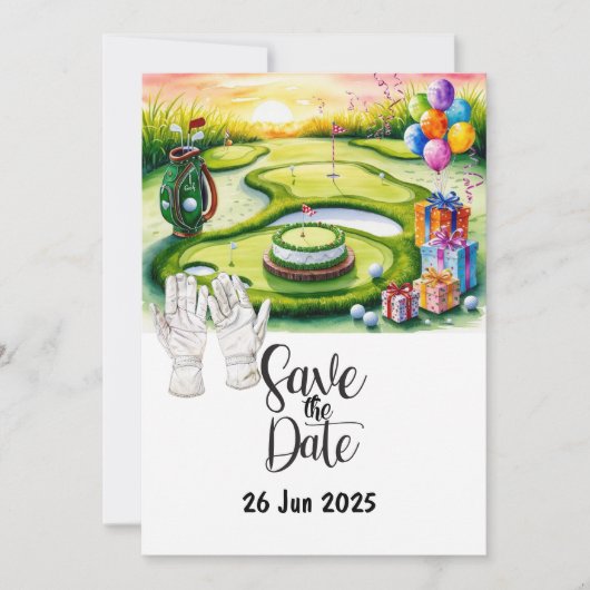 Golf Birthday Party Dekoration auf dem Platz Einladung (Vorderseite)