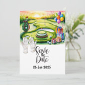 Golf Birthday Party Dekoration auf dem Platz Einladung (Stehend Vorderseite)