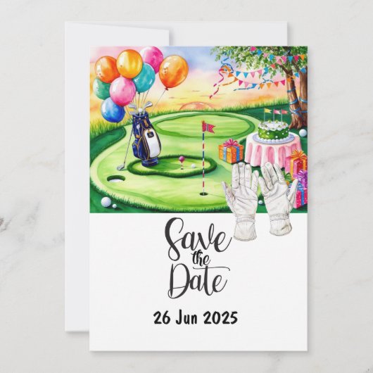 Golf Birthday Party Dekoration auf dem Platz Einladung (Vorderseite)