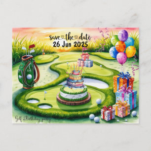 Golf Birthday Party Dekoration auf dem Platz Einladungspostkarte