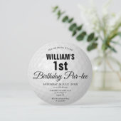 Golf Birthday Party Golf Ball Foto Einladung (Stehend Vorderseite)