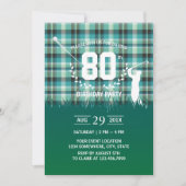 Golf Birthday Party Green Gingham Pattern Einladung (Vorderseite)