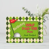 GOLF BIRTHDAY PARTY INVITATION - PAR-T-SHIRT EINLADUNG (Stehend Vorderseite)