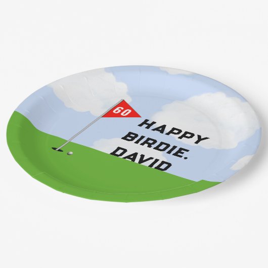 Golf Birthday Party Pappteller (Schrägansicht)