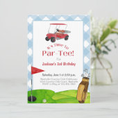Golf Birthday Party Retirement Blue Watercolor Einladung (Stehend Vorderseite)