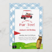 Golf Birthday Party Retirement Blue Watercolor Einladung (Vorne/Hinten)