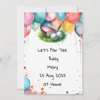 Golf Birthday Pink Thema für Lady Golfer Einladung